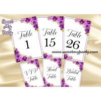 Purple Wedding Table numbers,Violet table numbers,(33cw)